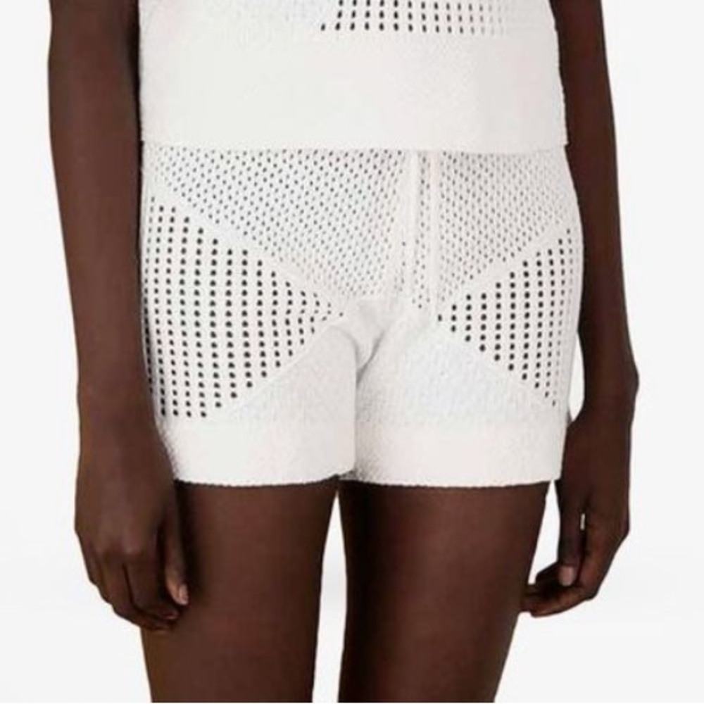 ZIMMERMANN Women’s Size 2/ US 8 White Raie Mesh Crochet-Knit Cotton Shorts - Picture 14 of 15